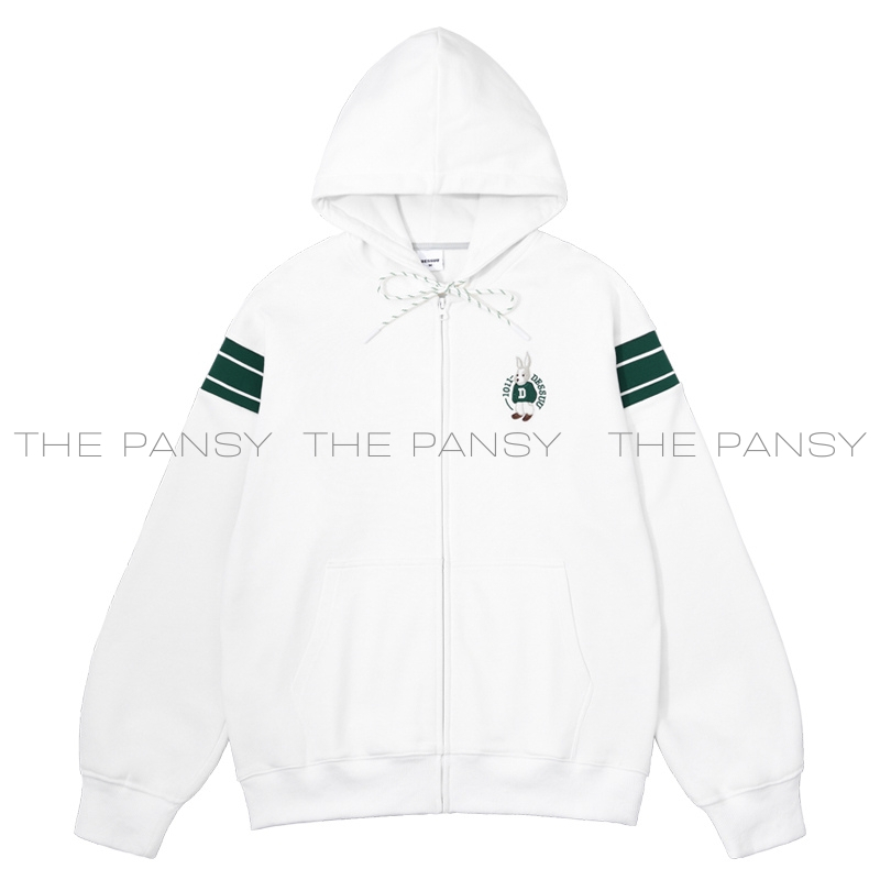 Áo khoác DESSUU hoodie zip logo thêu chú thỏ bên ngực trái - Ảnh 4