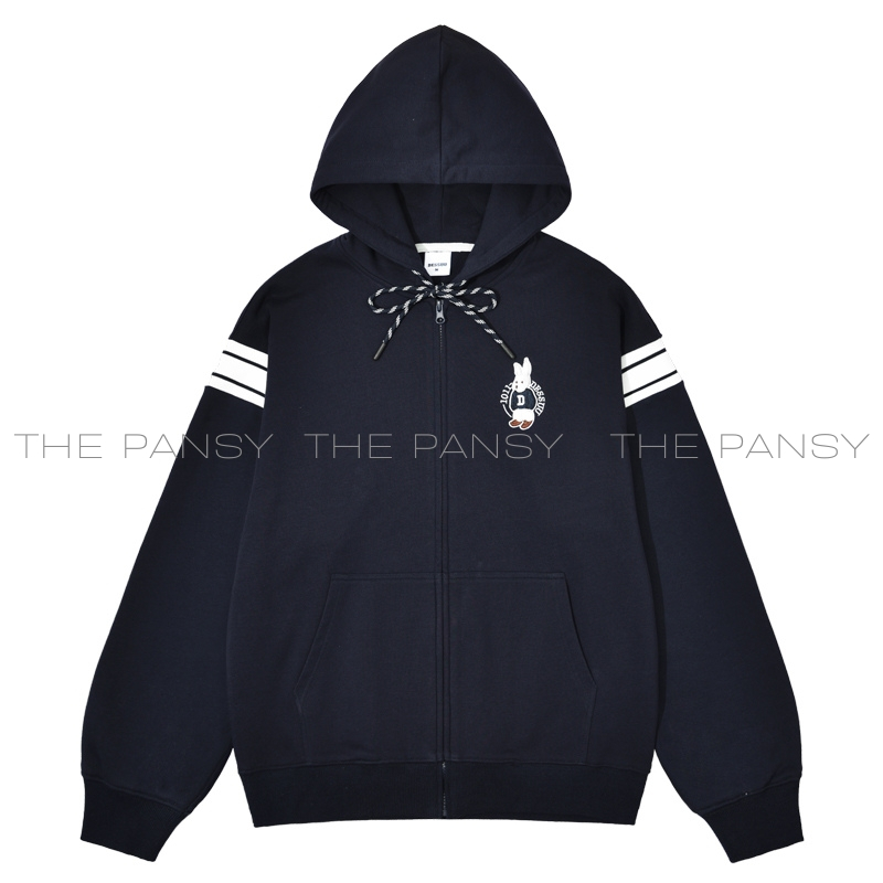 Áo khoác DESSUU hoodie zip logo thêu chú thỏ bên ngực trái - Ảnh 2