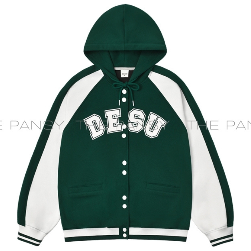 Áo khoác có mũ DESSUU FORM RỘNG cúc bấm màu trắng logo in DESU - Ảnh 8