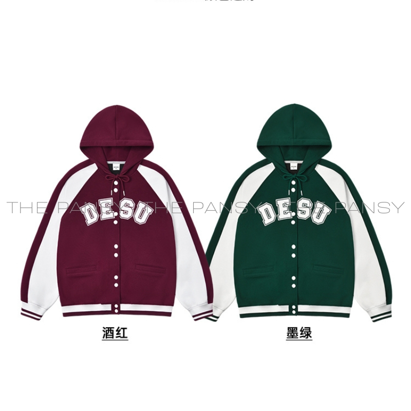Áo khoác có mũ DESSUU FORM RỘNG cúc bấm màu trắng logo in DESU - Ảnh 6