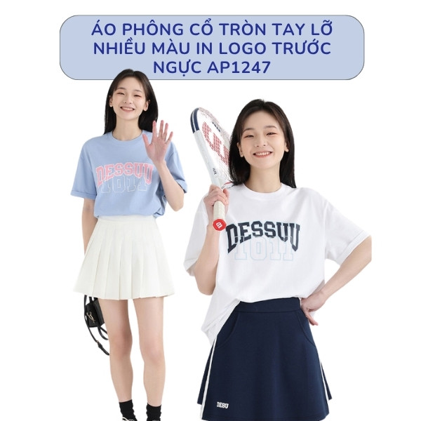 Áo Phông Cổ Tròn Tay Lỡ Nhiều Màu In Logo Trước Ngực AP1247