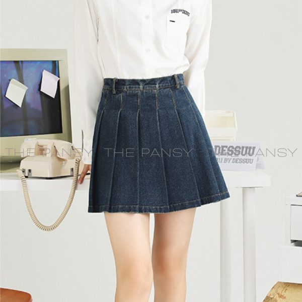 Chân Váy Xếp Ly Denim Kèm Quần Bảo Hộ Dessuu