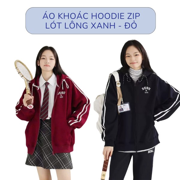 Chân Váy Len Mặc Với Áo Khoác Hoodie Zip Có Thêu Logo HDZ1235