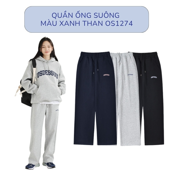 Áo Len Mặc Với Quần Ống Suông Màu Xanh Than OS1274