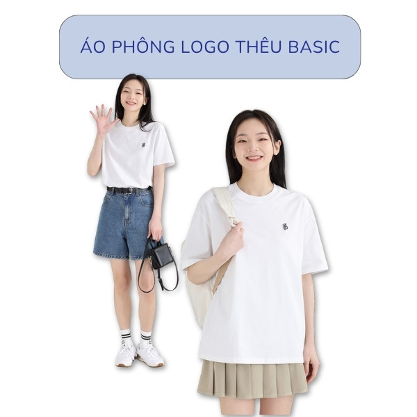 Quần Jean Ống Suông Mặc Với Áo Phông Thêu Logo Basic AP1272